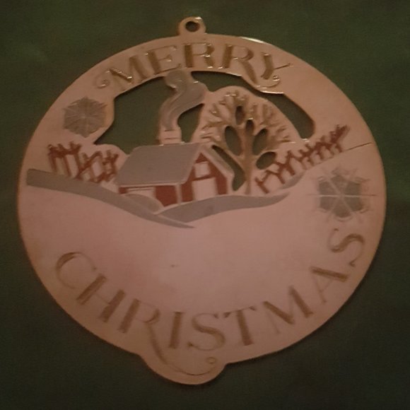 MERRY CHRISTMAS "Brauns 1988" Metal Ornament with Winter Scene (G. Duchin, 1986) - Picture 4 of 8